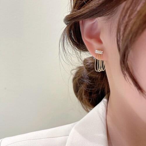 Unique Design Style Exquisite Cubic Zircon Earrings For Women Long Tassel Temperament Charm Fashion Elegant Jewelry Gift