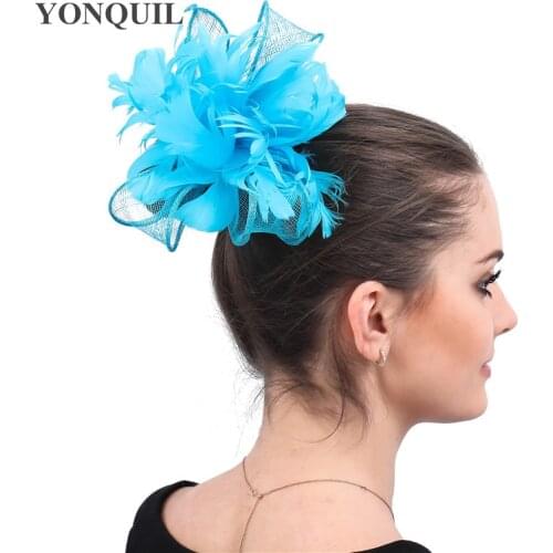 Women Lady Elegant Bride Wedding Hheadwear Hoop Fascinator Hat Hair Clip Feather Flower Chic Fashion Hair Accessories Headband