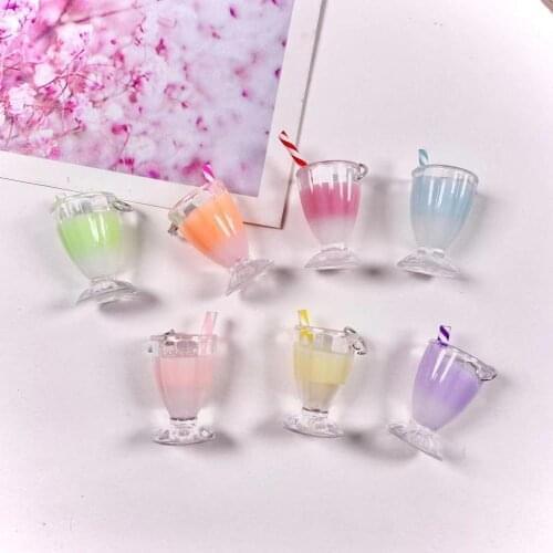 10pcs Plastic milkshakes Charms Transparent fruit Juice Bottle DIY Pendants Craft Earrings Bracelet Dangle Jewelry Accessories