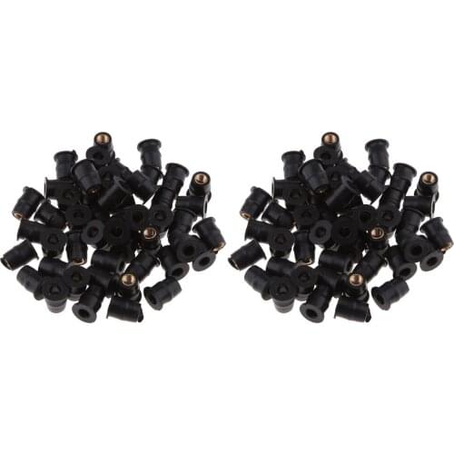100pcs Universal Motorcycle 5mm Metric Well Nut Windscreen Installation Kit, Rubber, Black