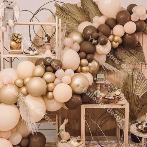 110pcs Latex Retro Coffee Skin DIY Balloons Garland Arch Metal Gold Globos Birthday Wedding Baby Shower Anniversary Party Decor