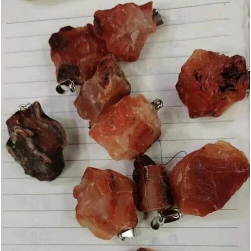 12PCS Natural Raw Carnelian Stone Necklace Pendants For Jewelry Making Crystal Point Necklace Pendant Chakra Pendulum