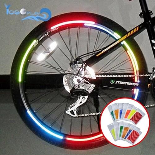 NEW 12PCS Reflective Bicycle Tire Applique Tape Childrens Balance Bike Reflective Sticker Safety Stickers Bicycle Accessories