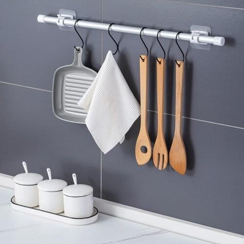 2PCS Curtain Rods Clip Wall Hooks Hanging Rack Self Adhesive High Quality Creative Fixed Clip Clamp Hooks Bracket