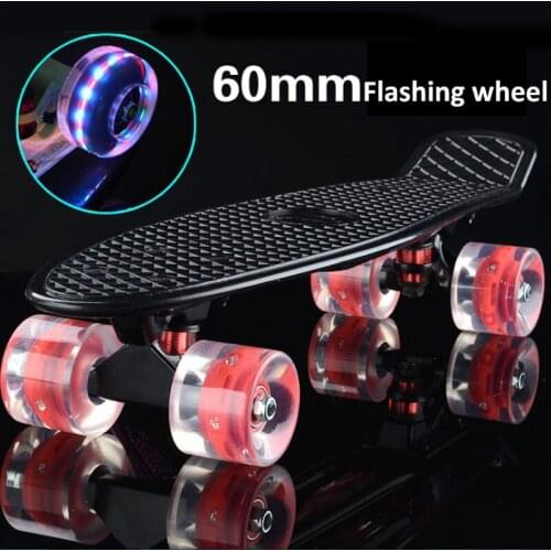 58cm Small fish plate banana plate flash single rocker skateboard children adult four-wheeled scooter