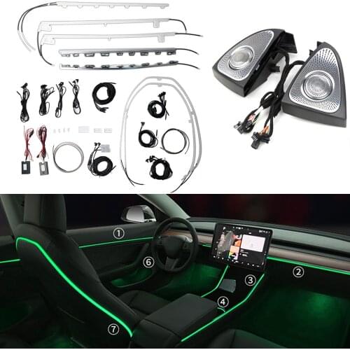 64 colors Decorate lamp touch control For Tesla Model3 model 3 2019-2021 inter Ambient Light 3D Tweeter Neon Lamp Speaker Cover