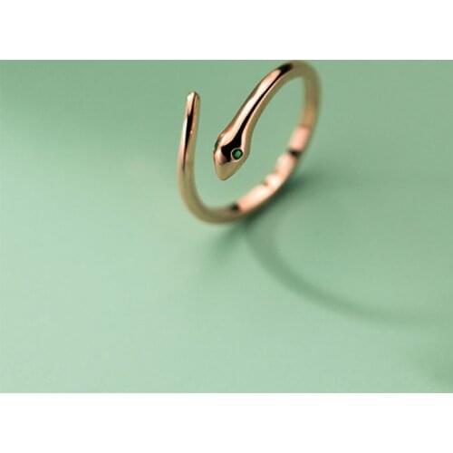 AIFENAO 925 Sterling Silver Crystal Snake Rings For Women Finger Opening Animal Jewelry Girls Gift Resizable Fashion Accessories