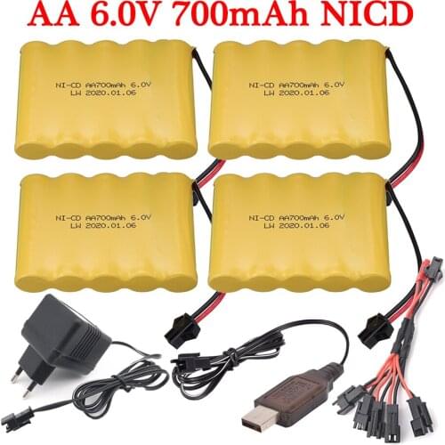 6V 700mAh NI-CD battery and charer set for Remote Control Toys car Tanks trucks excavator toys upgrade 6V AA NICD battery Pack