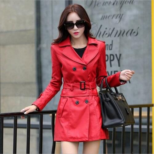 B 2 Uses For Short And Long Leather Coats Women Faux Leather Jacket Turn-Down Collar Jaqueta Couro Jaqueta De Couro Feminina