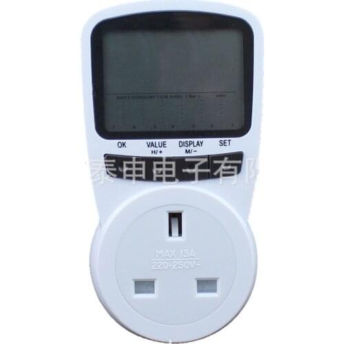 Digital Power Energy Voltage Watt Current Meter Monitor Checker Tester Analyzer Electric Energy Meter Socket AC230V UK Plug