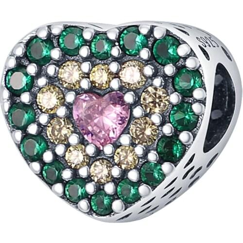CODEDOG Dazzling Heart Shape Beads for Women Jewelry Making Forever Love Charm 925 Sterling Silver Charm Bracelet Bijoux 1223