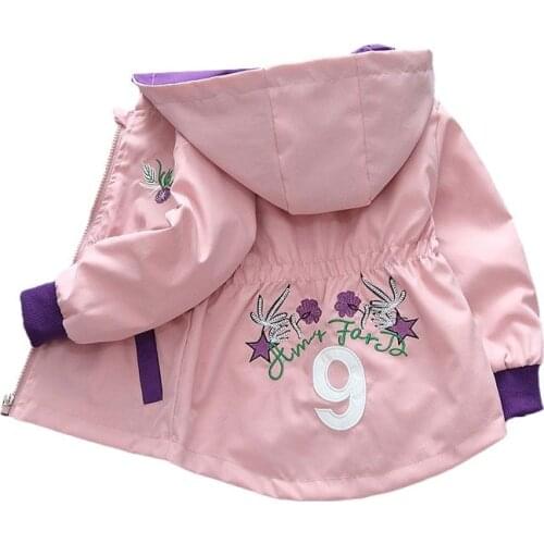 2021 Spring Autumn Girls Fashion Jacket Baseball Uniform Kids Children Sweet Coat Thin Zipper Hooded Outerwear New Baby Clothes