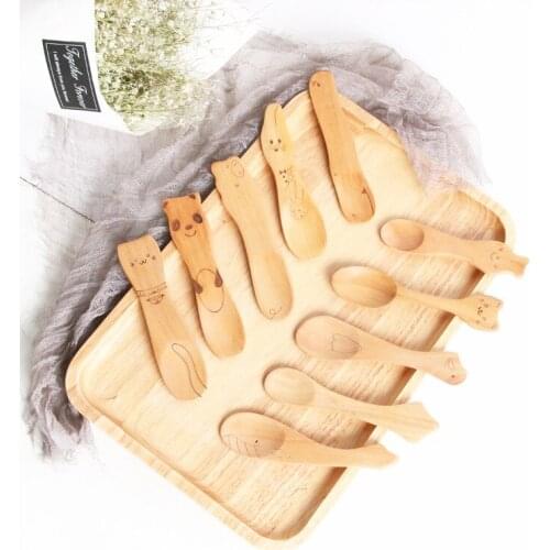 Childrens Wooden Spoon Creative Animal Design Wooden Spoon Dinner Spoon Tableware Kitchen Tools