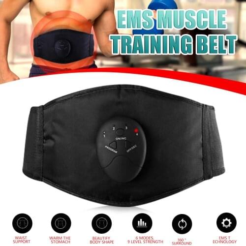 EMS Muscle Vibration Abdominal Trainer Body Slimming Belt 6-Modes Massager Abs Stimulator Waist Support Fat Burning Weight Loss