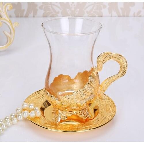 European coffee cup metal alloy minimalist creative glass set with insulated cup top Mark cup