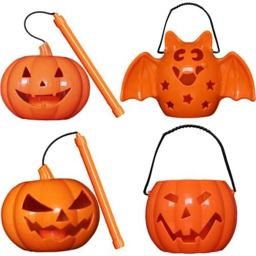 Halloween Candy Pot Halloween Decoration Pumpkin Lantern With Light And Sound Halloween Candy Bucket For Kids Trick Or Treat