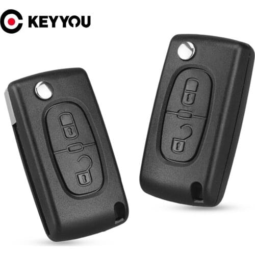KEYYOU 20X For Peugeot 107 207 307 307S 308 407 607 2BT 2 Buttons Flip Folding Remote Key Shell Fob Case CE0536 With HU83 Blade