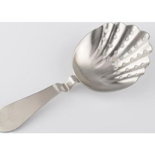 Stainless steel China manufacturers cheap silver blue filter scoop 17.4 cm bend mesh filter on sale 17.4 cm