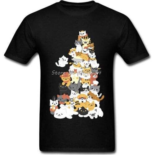 Cat Pile Christmas Trees Kawaii Design T-Shirt Men Cotton O-Neck 3D Print Tshirt Summer Funny Tops & Tees Harajuku