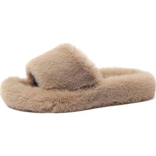 Winter Women Flats Faux Lambswool Loafers Warm Slip on Flat Shoes Woman Slipper Plush Outside Home Shoes White Black