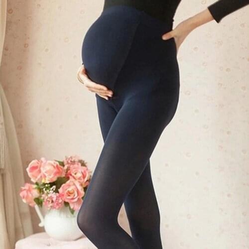 Fashion Pregnant Women Winter Thicken Tights Maternity Warm Footed Leggings Pantyhose Slim High Stretchy Solid Color