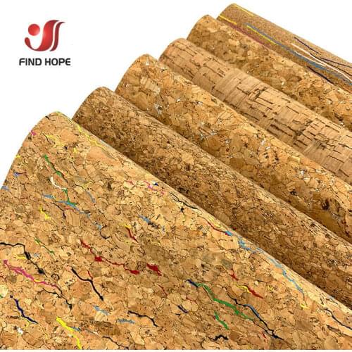 Soft Printed Natural Real Cork Fabric Faux Leather Wood Grain Leather Fabric for Handbag Wallet Shoe Earring Making Meterial DIY