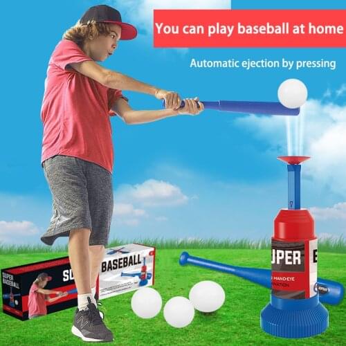 Foot-on & Push Baseball Toy Ball Machine Set Baseball Launcher Plastic Ball Outdoor Sports Fitness Baseball Training Toys