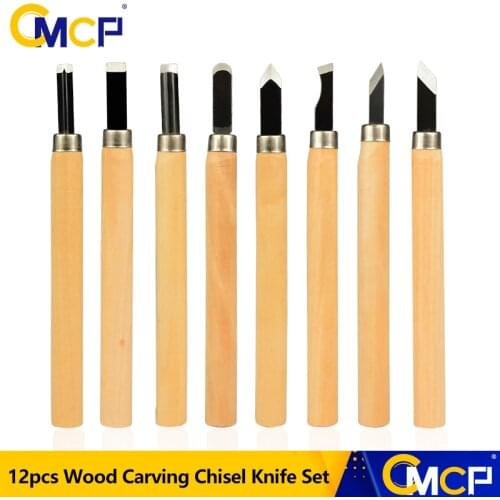 CMCP 12pcs Wood Carving Chisel Knife Set For Detailed Woodworking Gouges Hand Tools Wood Carving Tools