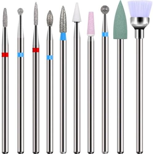 New 1 set Diamond Nail Drill Bit Milling Cutter Electric Nail Rotary Files Burr Manicure Machine Accessory Cuticle Clean Tools