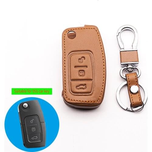 Strong Soft Leather Key Cover for Ford Fiesta Focus Mk3 Ecosport Kuga ESCORT Escape Car Flip Folding Remote Key Case