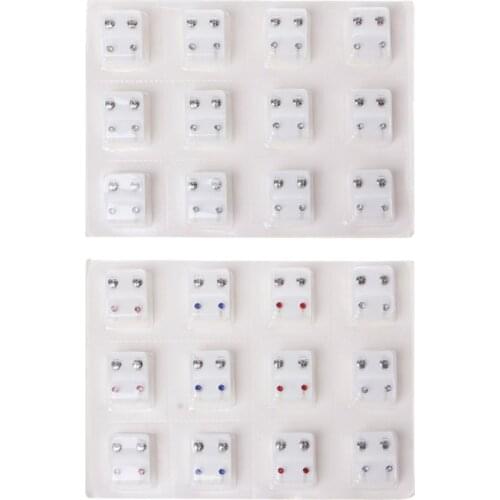 Y166 12 Pairs Ear Gun Piercing Crystals Earrings Copper 3mm CZ Studs Piercing Jewelry Ear Studs