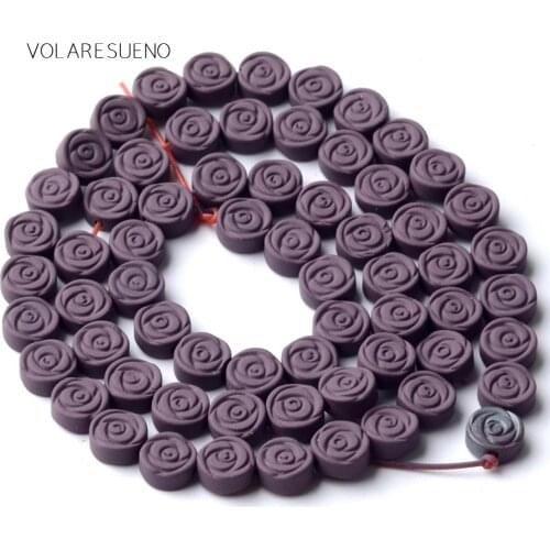 Dark Purple Hematite Stone Natural Rubber Matte Round Petal Beads For Jewelry Making 6mm Space Loose Beads Diy Bracelet 15inches