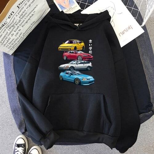 Anime Initial D Hoodie JDM Mix Civic CRX Integra Printed Hoodies Men Women Fashion Tops Hooded Streetwear Sweatshirt Long Sleeve