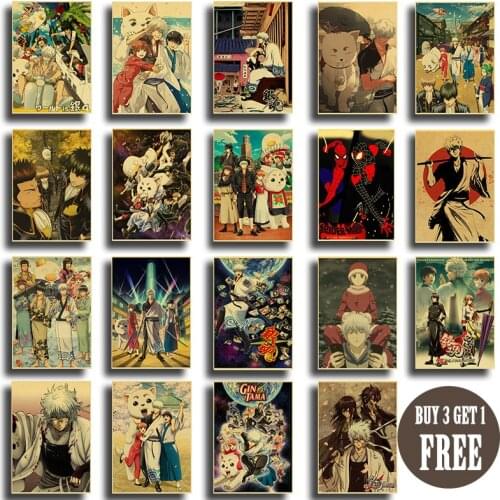 Vintage GINTAMA Posters Wall Art Retro Painting For Home Room Decor Unframed Prints Wall Stickers