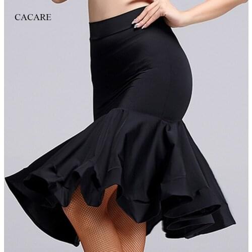 CACARE Latin Dance Skirt Women for Latin Fringe Salsa Dance Competition Dresses Dancing Skirt of Women D0307 Ruffled Hem