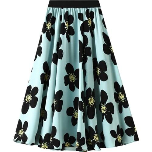 Floral Printed Woman Skirt 2021 Summer New Korean Ins Fashion Temperament Gentle Vintage Slim Versatile High Waist Female Skirt