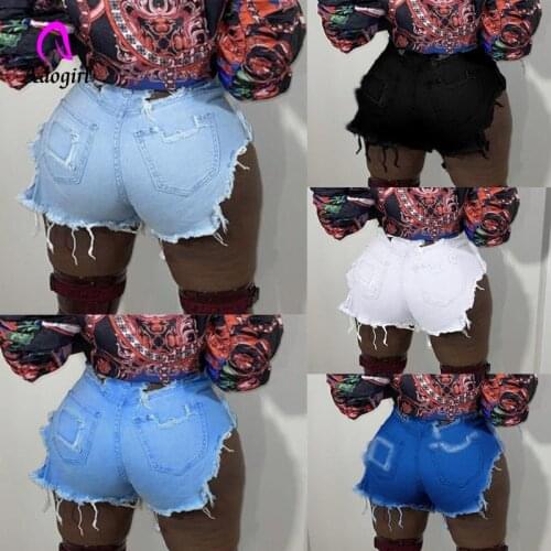 Distressed Women Denim Shorts 2021 Summer High Waist Jeans Workout Activewear Sexy Club Party Ripped Frayed Hole Denim Shorts