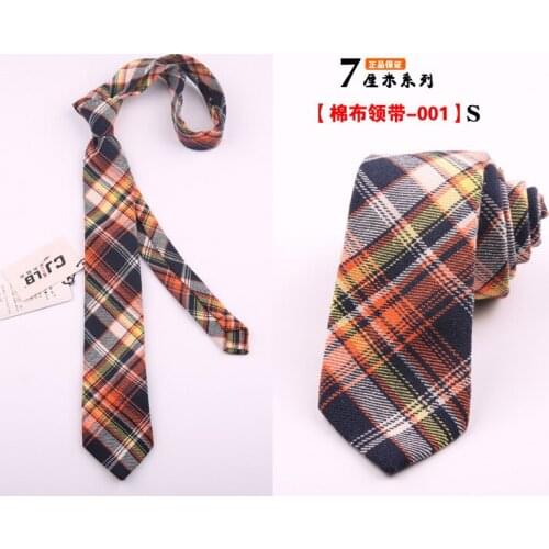 Male tie ladies college style Japanese JK narrow student casual 7CM plaid shirt wedding cotton tie
