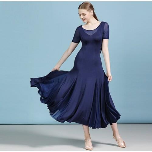 H2587 Women Short Sleeve Ballroom Dance Dress Modern National Standard Dance Professional Performance Big Hemline Dresses Wear