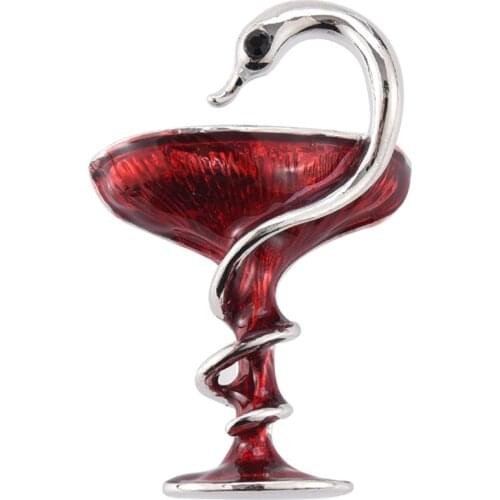 DCARZZ Bowl of Hygieia Pin Badge Gold Silver Plated Brooch Jewelry Nurse Medical Red Green Enamel Pin Women Accessories Gift