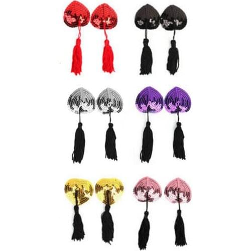 1Pair Sexy Pasties Stickers Women Lingerie Sequin Tassel Breast Bra Nipple Cover Pad Heart Womens Pasties