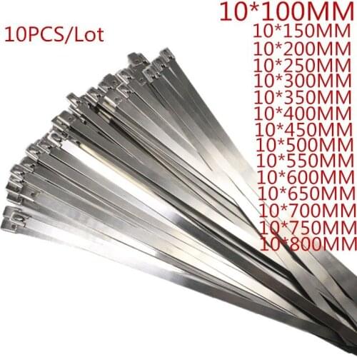 10PCS/Lot 10 Self-Locking Stainless Steel Zip Cable Tie Lock Tie Wrap High Quality 304
