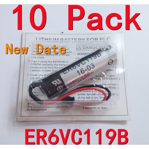 10PCS Original New For TOSHIBA ER6V ER6VC119B Battery 3.6V 2000mAh PLC Lithium Batteries With Black Plugs