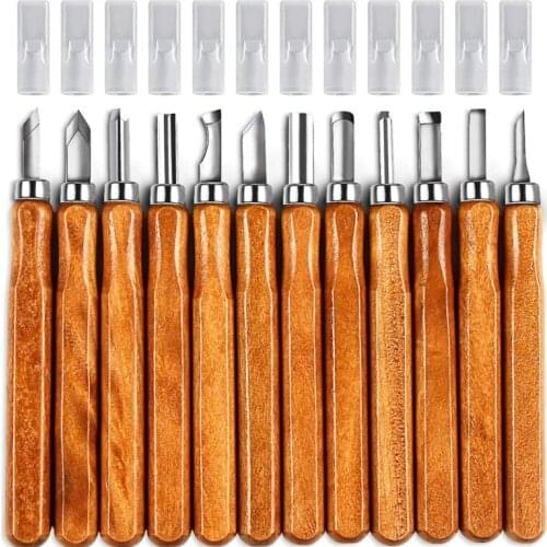 12pcs DIY Woodcut Knife Sculpture Wood Carving Tools Woodworking Cutter Graver