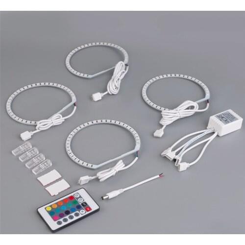 12V 6A Multi-Color RGB LED Angel Eyes Ring Eye DRL Light With Remote Control For BMW E38 E39 E46 3 5 7 Series 4x131mm