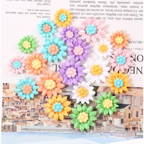 14Pcs Cute Sunflower Resin Decoration Crafts Flatback Cabochons For Hair Bow Center Scrapbook Jewelry Diy Accessories