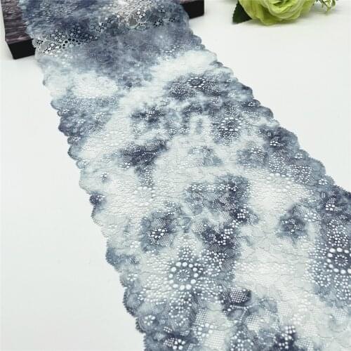 3y/lot Width 20cm Elastic Stretch Lace Trim Mixed Grey Blue Skirt Hem For Dress Sewing Applique Costume Dress Fabric Lace