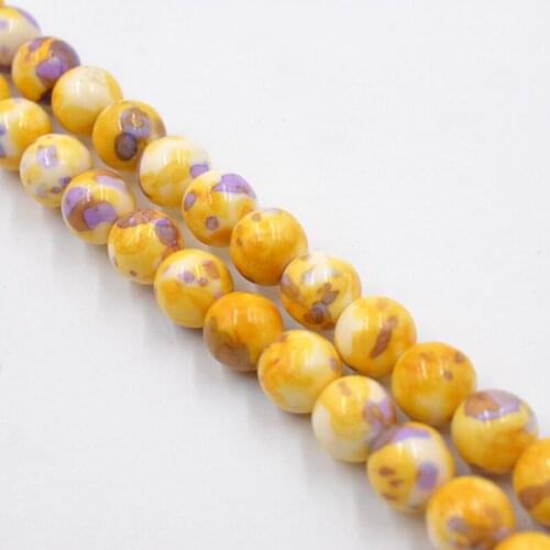 4MM 6MM 8MM 10MM 12MM Natural yellow Dots Rainbow Stones Round Spacer Loose Beads For Necklace Bracelet Charms Jewelry Making