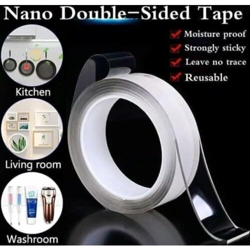 5M 1M Nano Double Sided Tape Transparent Reusable Waterproof Adhesive Cleanable Kitchen Bathroom Supplies Heavy Duty Clear Tapes