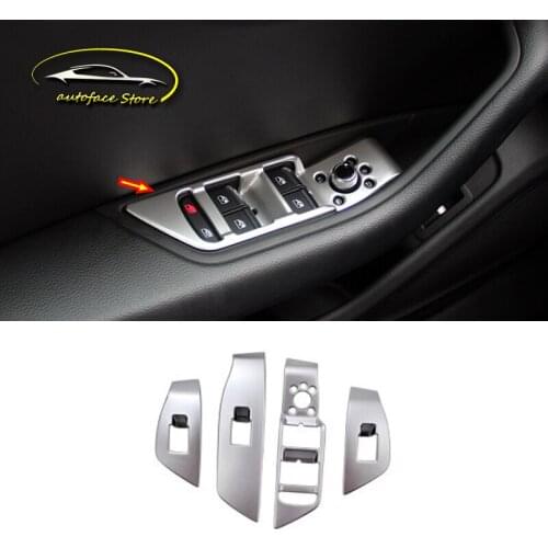 ABS Matte For Audi A4 b9 2016 2017 Car Accessories Door Window Glass Lift Control Trunk Box Switch Panel Cover Trim Sticker 5Pcs